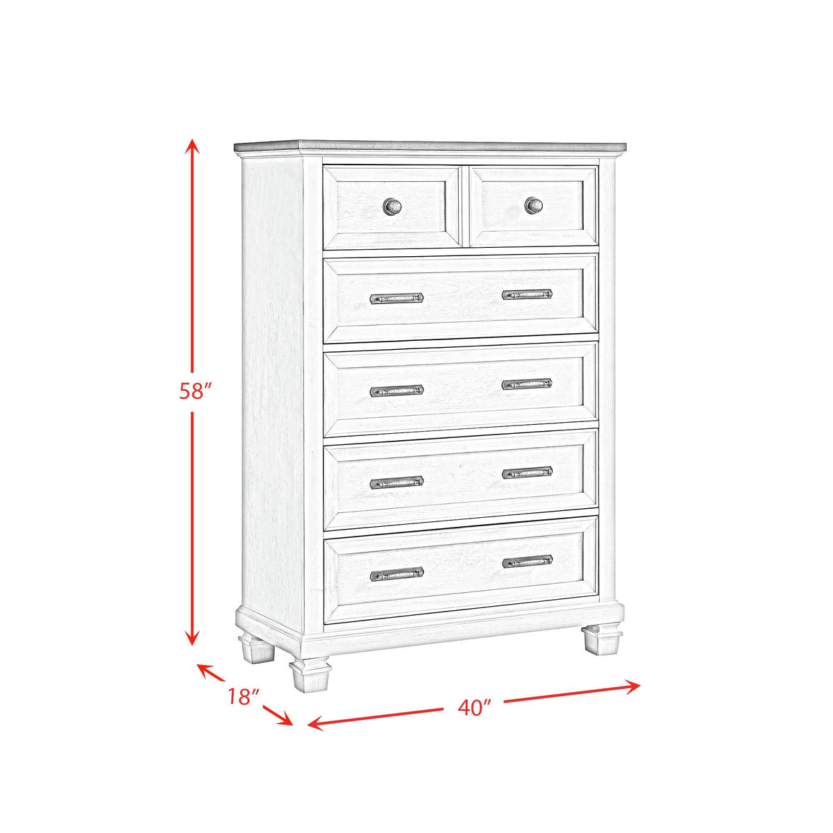 Farmington 5 Drawer Chest in Medium Brown / Washed Stone by Elements International, view 6