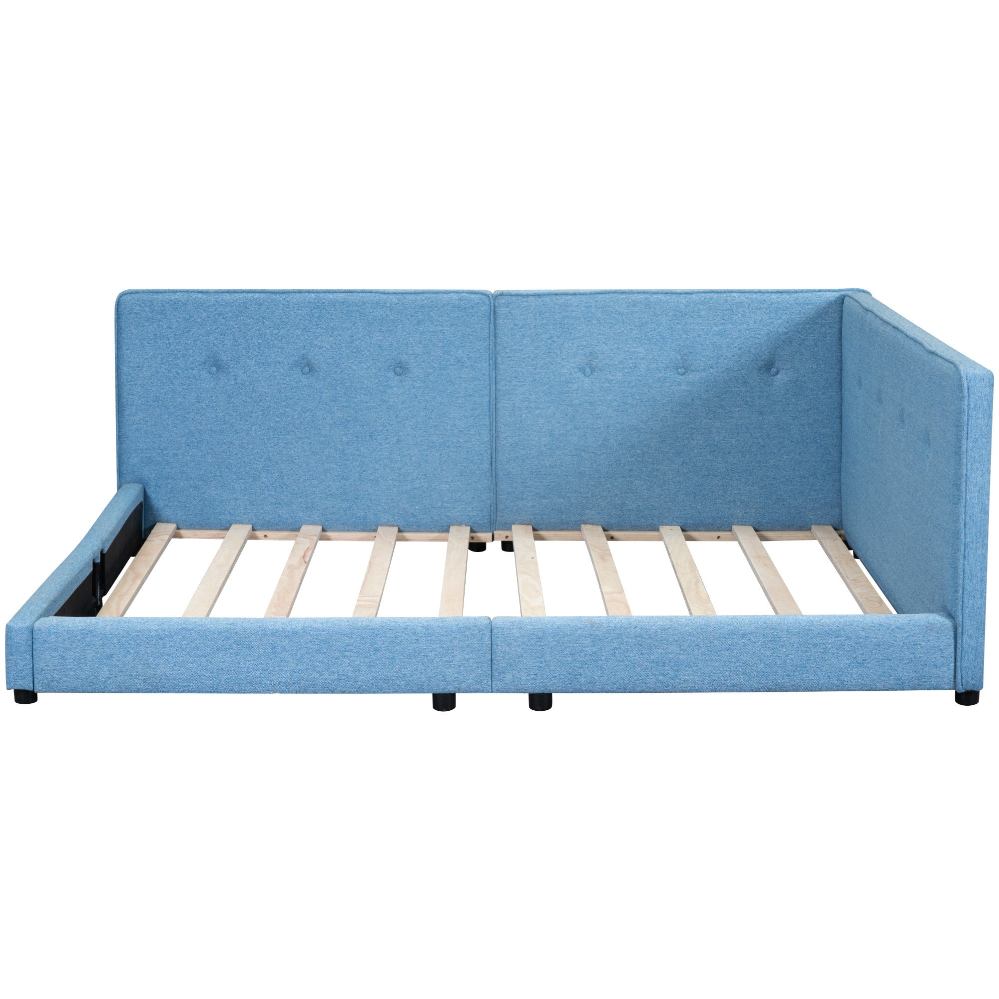 Upholstered Full Size Tufted Platform Bed, Blue - Atlantic Fine Furniture Melbourne FL