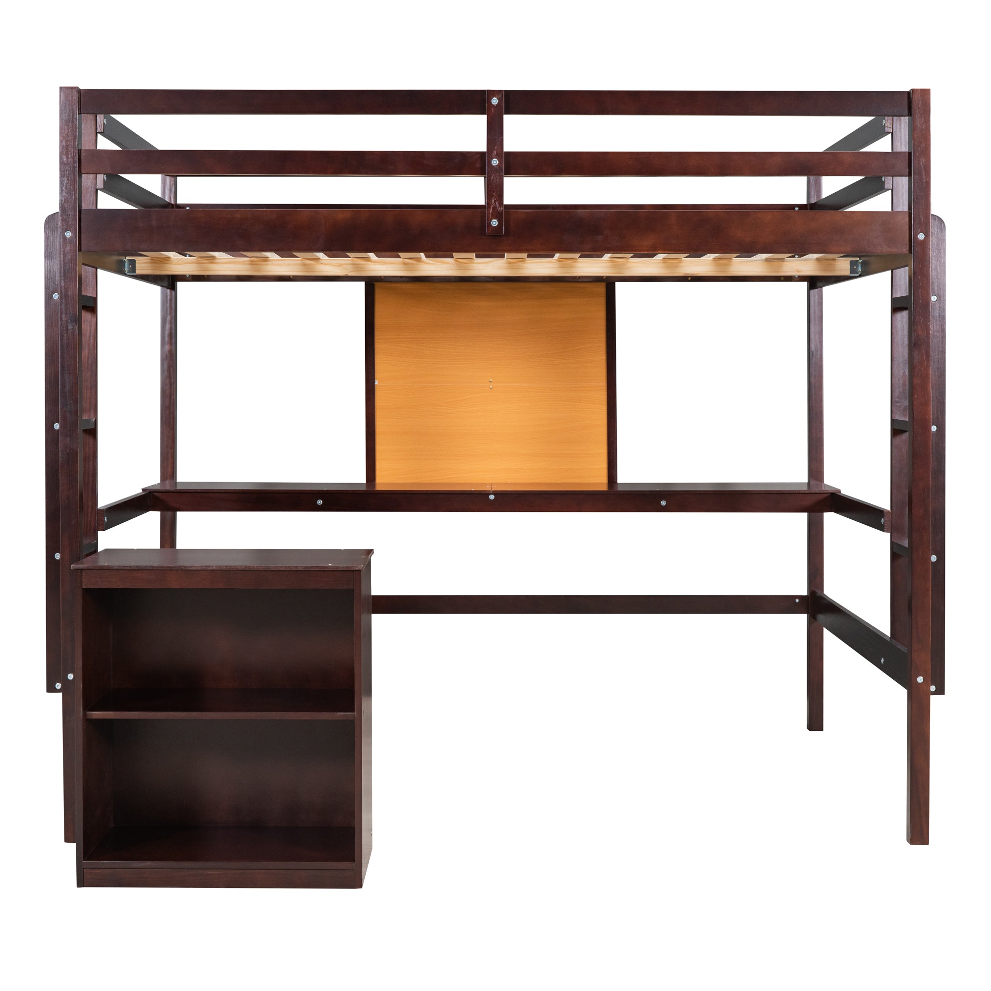 Full size Loft Bed with Desk and Writing Board, Wooden Loft Bed with Desk & 2 Drawers Cabinet- Espresso - Atlantic Fine Furniture Melbourne FL