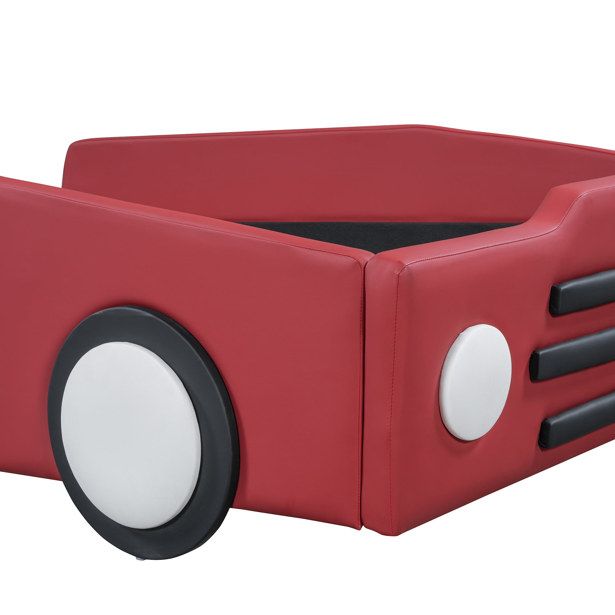 Twin Size Race Car-Shaped Platform Bed with Wheels,Red - Atlantic Fine Furniture Melbourne FL