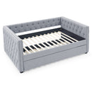 Inspired Upholstered Daybed With Trundle, Button Tufted