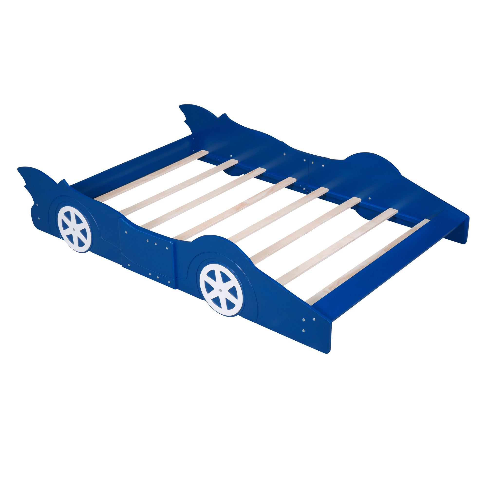 Full Size Race Car-Shaped Platform Bed with Wheels,Blue - Atlantic Fine Furniture Melbourne FL