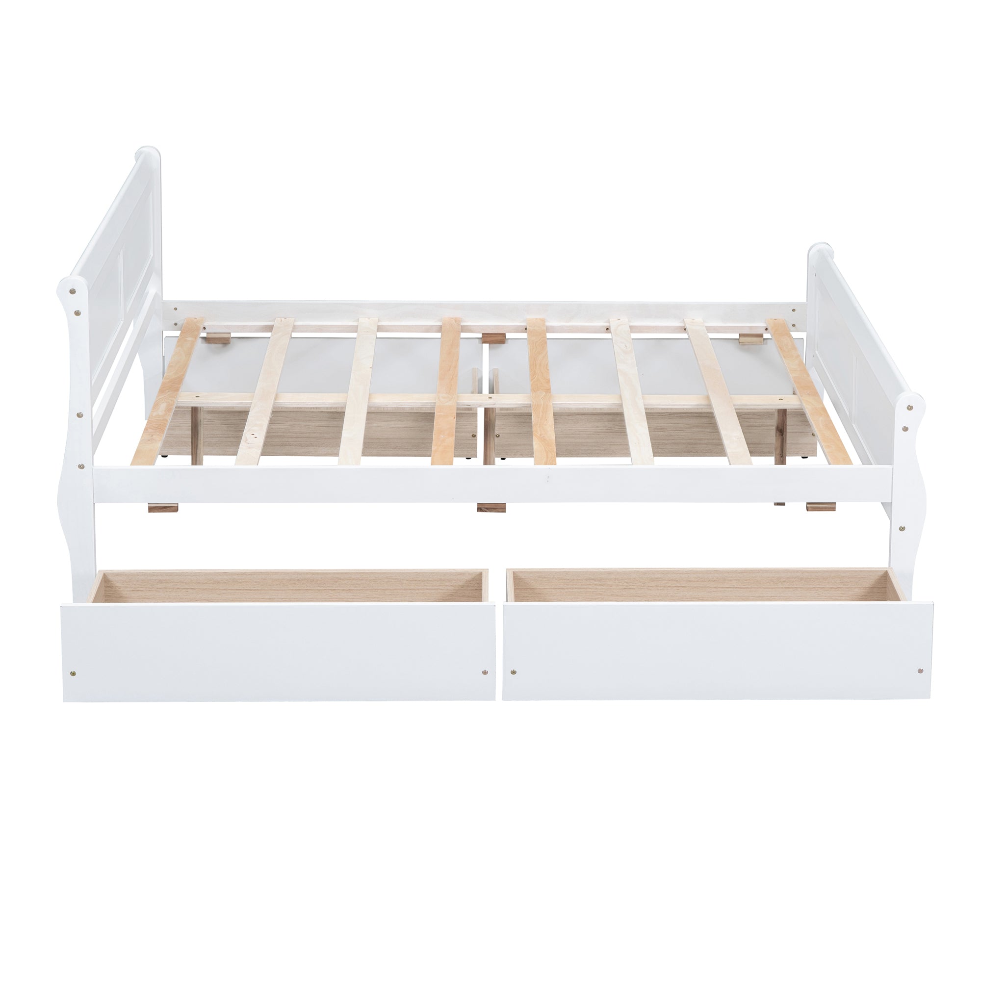 Full Size Wood Platform Bed with 4 Drawers and Streamlined Headboard & Footboard, White - Atlantic Fine Furniture Melbourne FL