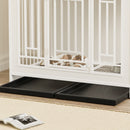 Wooden Dog Crate Furniture With Divider And Storage - White