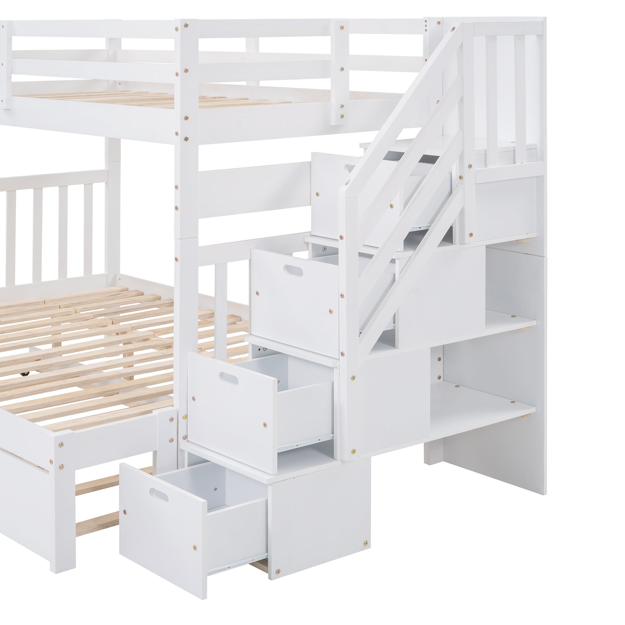 Twin over Twin/Full Bunk Bed with Twin Size Trundle (White)(OLD SKU :LP000025AAK) - Atlantic Fine Furniture Melbourne FL