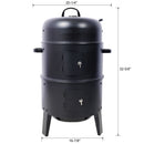 Portable Charcoal Smoker Grill For Outdoor Cooking - Black