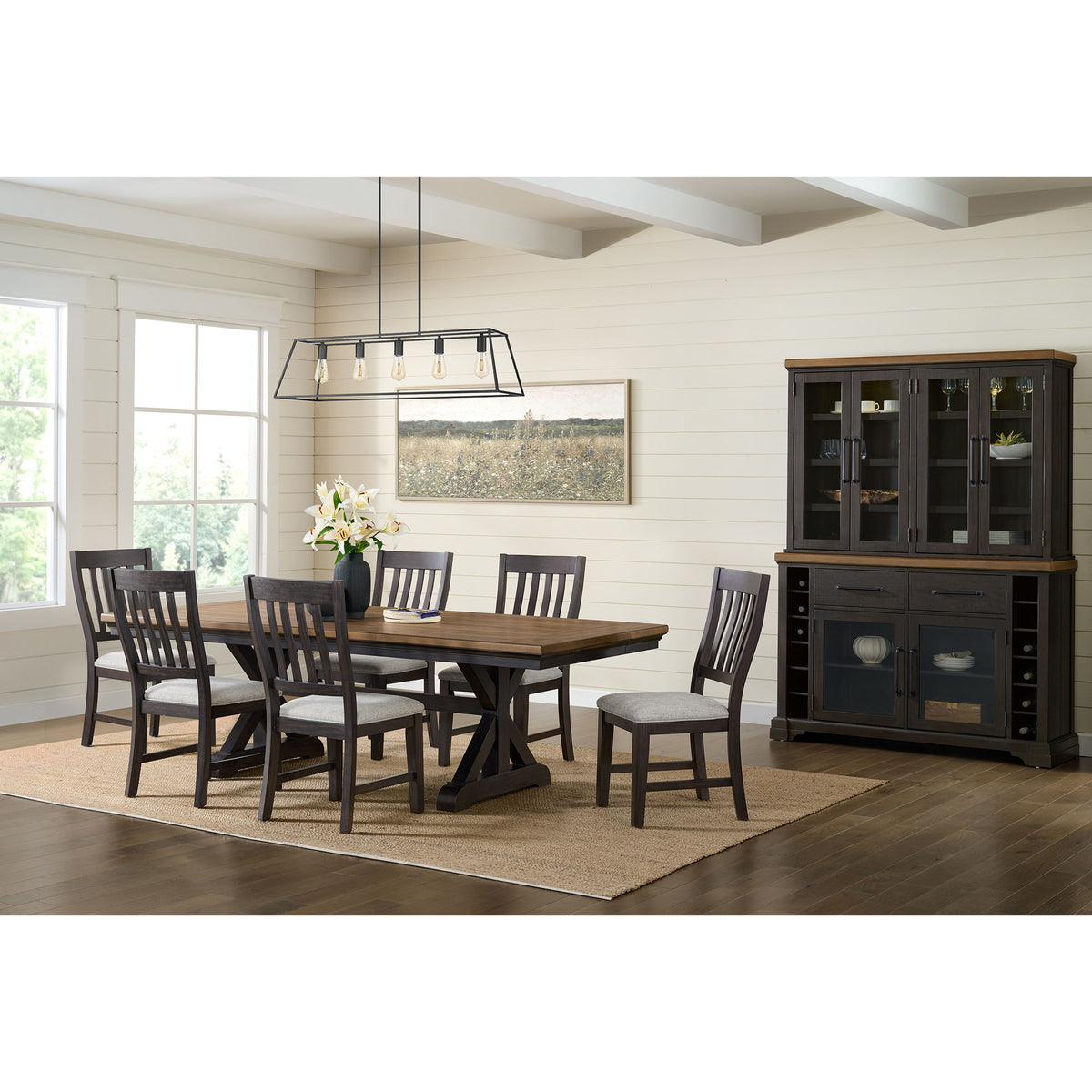 Montrose Fabric Dining Side Chair (Set of 2) in Espresso / Light Gray by Elements International, view 5