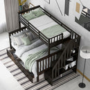 Stairway Bunk Bed With Storage And Guard Rail For Bedroom