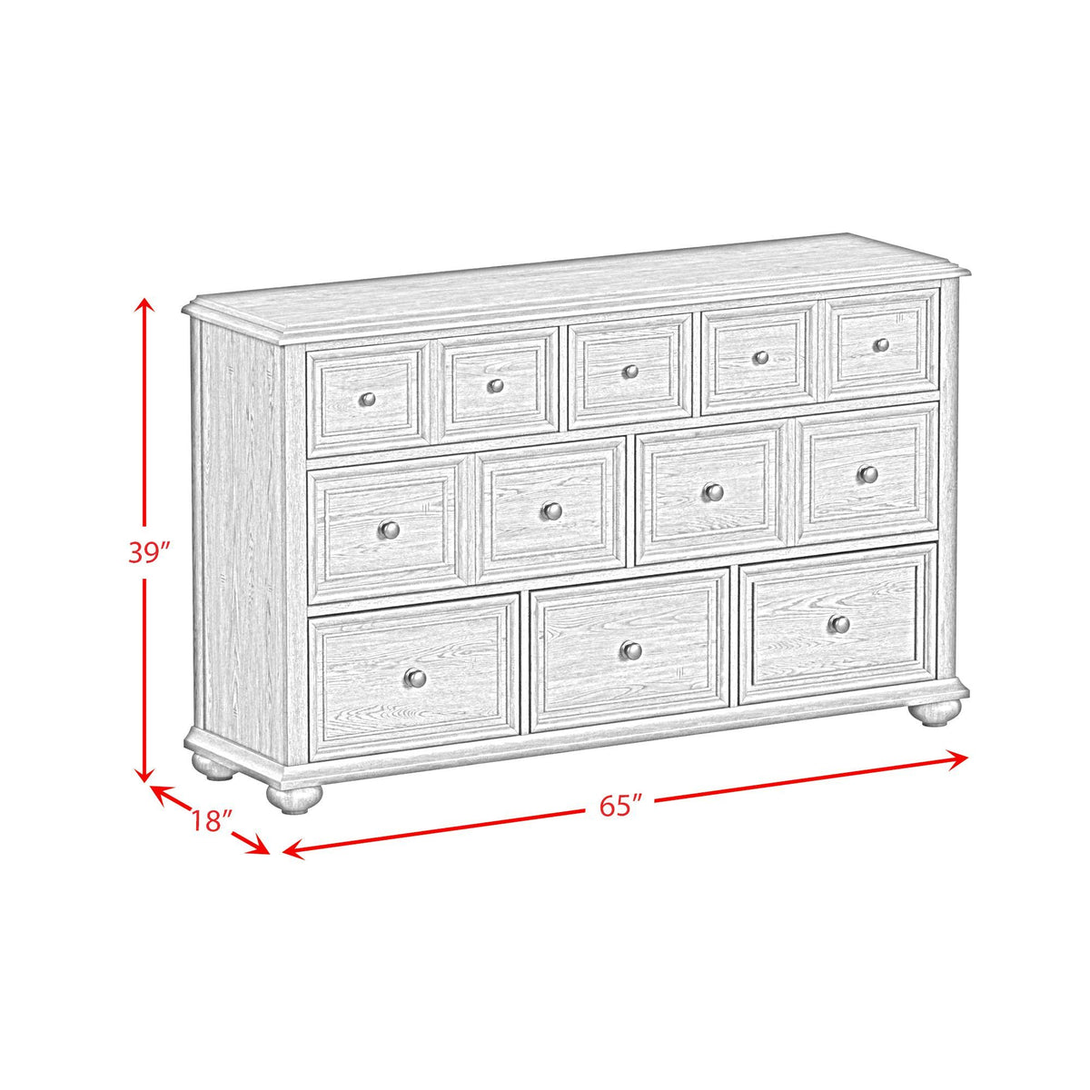Heritage Dresser For Bedroom in Black by Elements International, view 6
