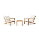 3 Piece Outdoor Chat Set With Table And 2 Adirondack Chairs - White / Brown Patina