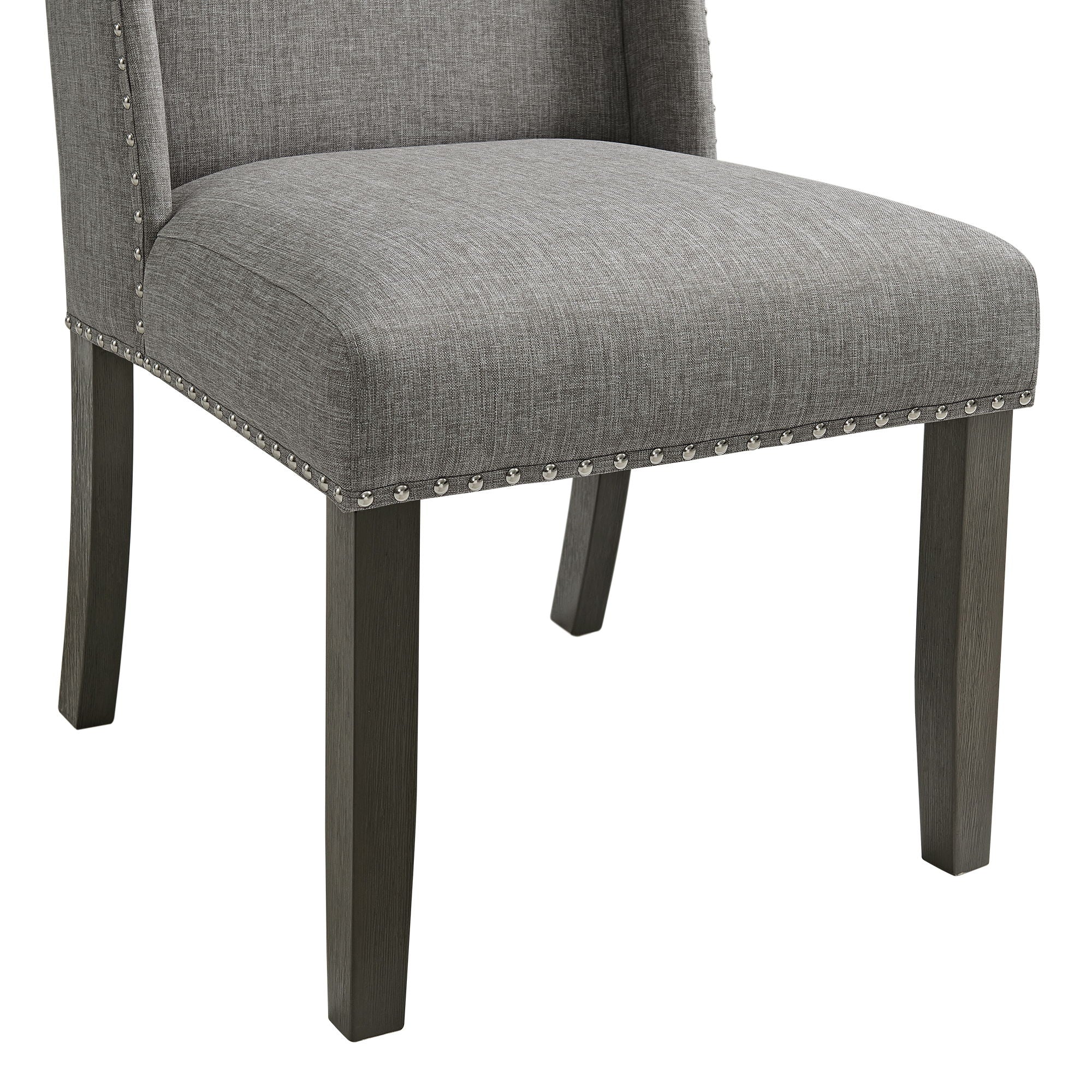 Everdeen Side Chair With Gray Fabric and Nail Heads (Set of 2) in Charcoal by Elements International, view 8