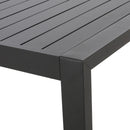 Modern Outdoor Aluminum Rectangular Dining Table With Slatted Top