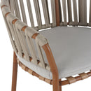 Lodi - Outdoor Matal Rope Barstool, Teak / Beige (Set of 2) - Teak / Beige