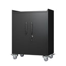 2 Door Tool Cabinets For Garage, Lockable Garage Storage Cabinet, Locking Storage Cabinet With Wheels, Rolling Tool Chest - Black