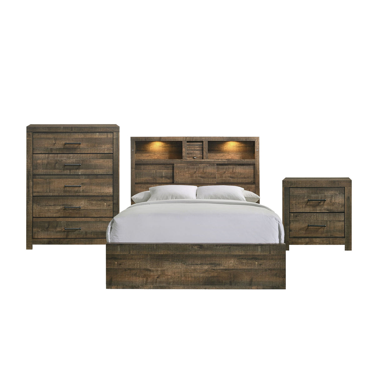 Bailey Panel Bedroom Set With Bluetooth in Dark Brown by Elements International