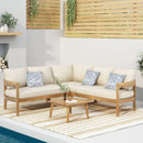Brooklyn - Sofa Set Rounded Tuxedo Design - Teak / Beige