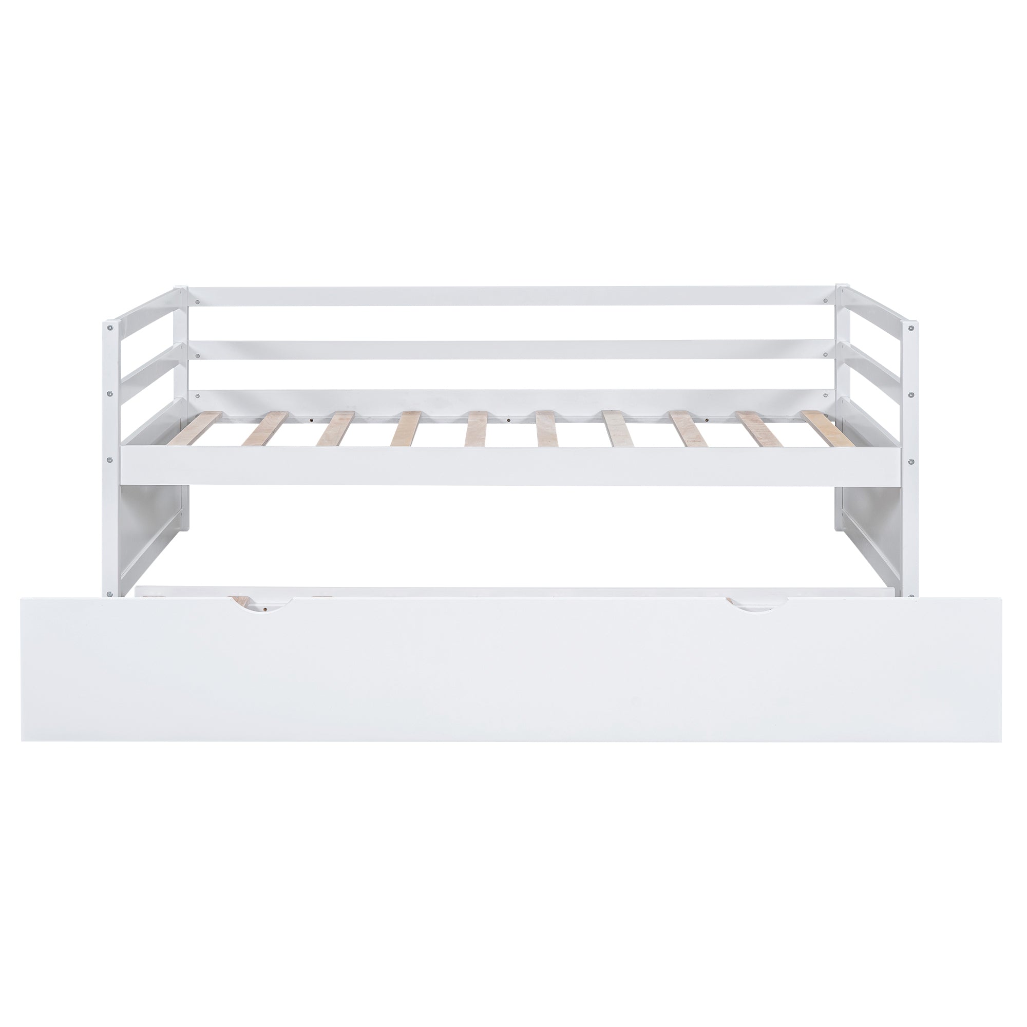 Twin Size Wood Daybed with Twin Size Trundle, White - Atlantic Fine Furniture Melbourne FL