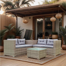 4 Piece Patio Sectional Wicker Rattan Outdoor Furniture Sofa Set With Storage Box