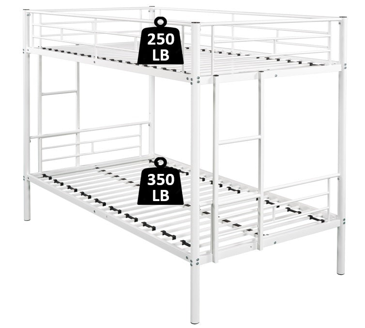 Metal Twin over Twin Bunk Bed/ Heavy-duty Sturdy Metal/ Noise Reduced Design/ Safety Guardrail/ 2 Side Ladders/ CPC Certified/ No Box Spring Needed