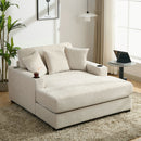 Oversized Chaise Lounger Modern Style Sofa Couch, With Pillows, Charge Station & Cup Holders