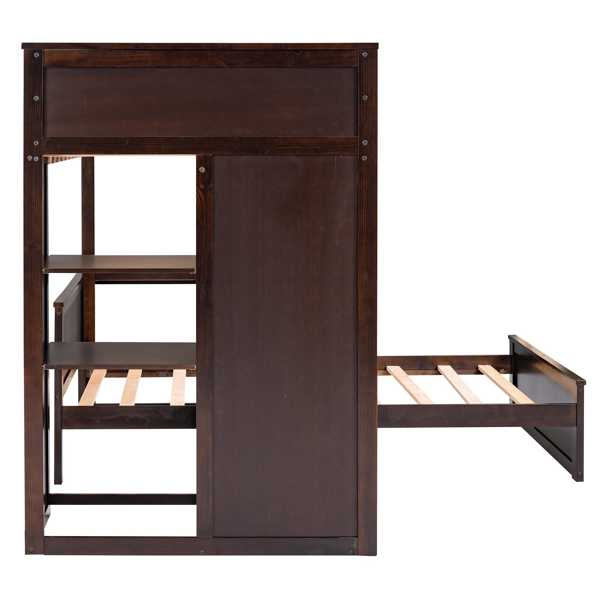 Twin size Loft Bed with a Stand-alone bed, Shelves,Desk,and Wardrobe-Espresso - Atlantic Fine Furniture Melbourne FL