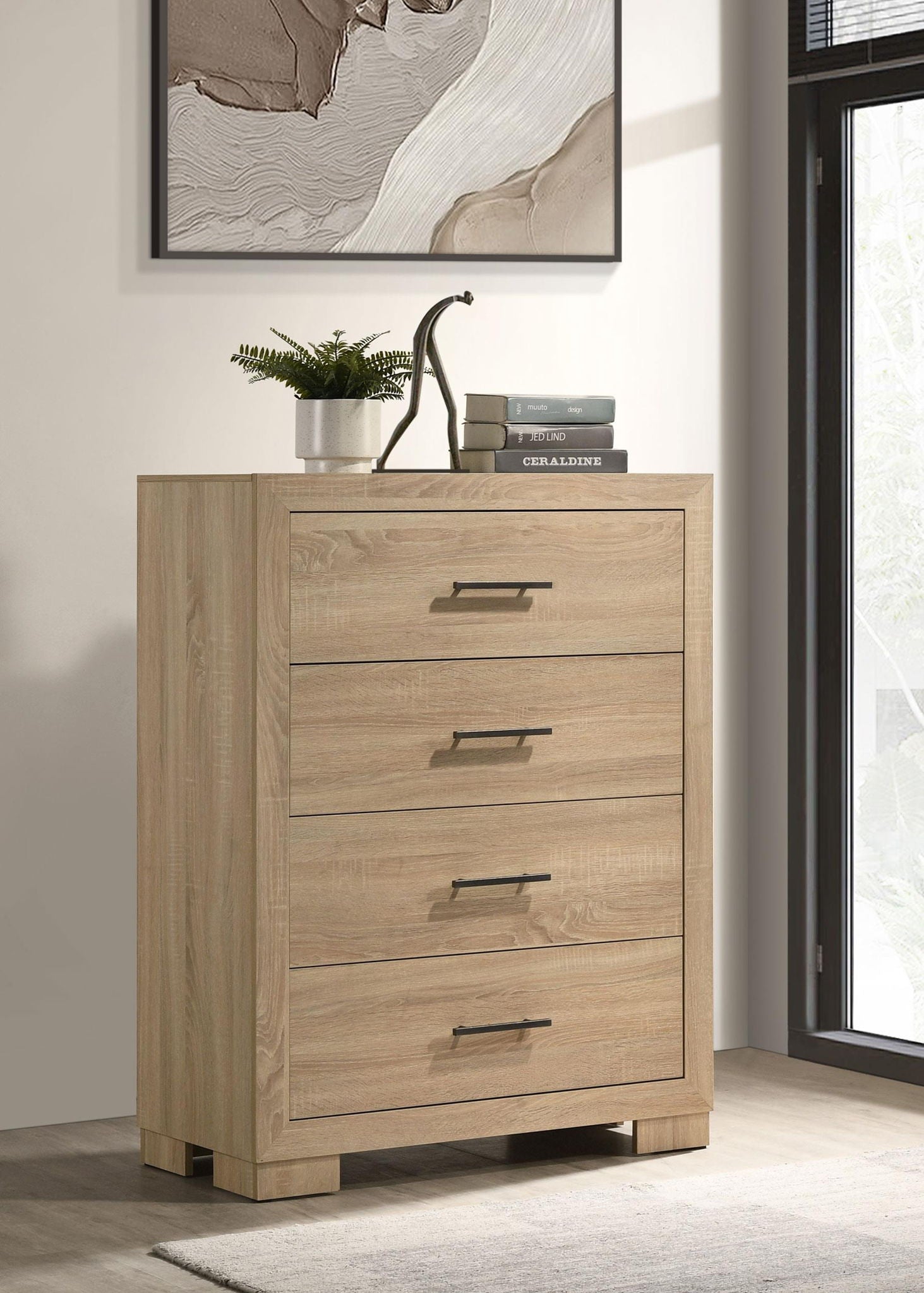 Arielle 4-drawer Bedroom Chest of Drawers Light Oak