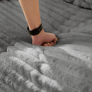 Plush Corduroy 4 Seat Sofa With Soft Pillows And Movable Ottoman