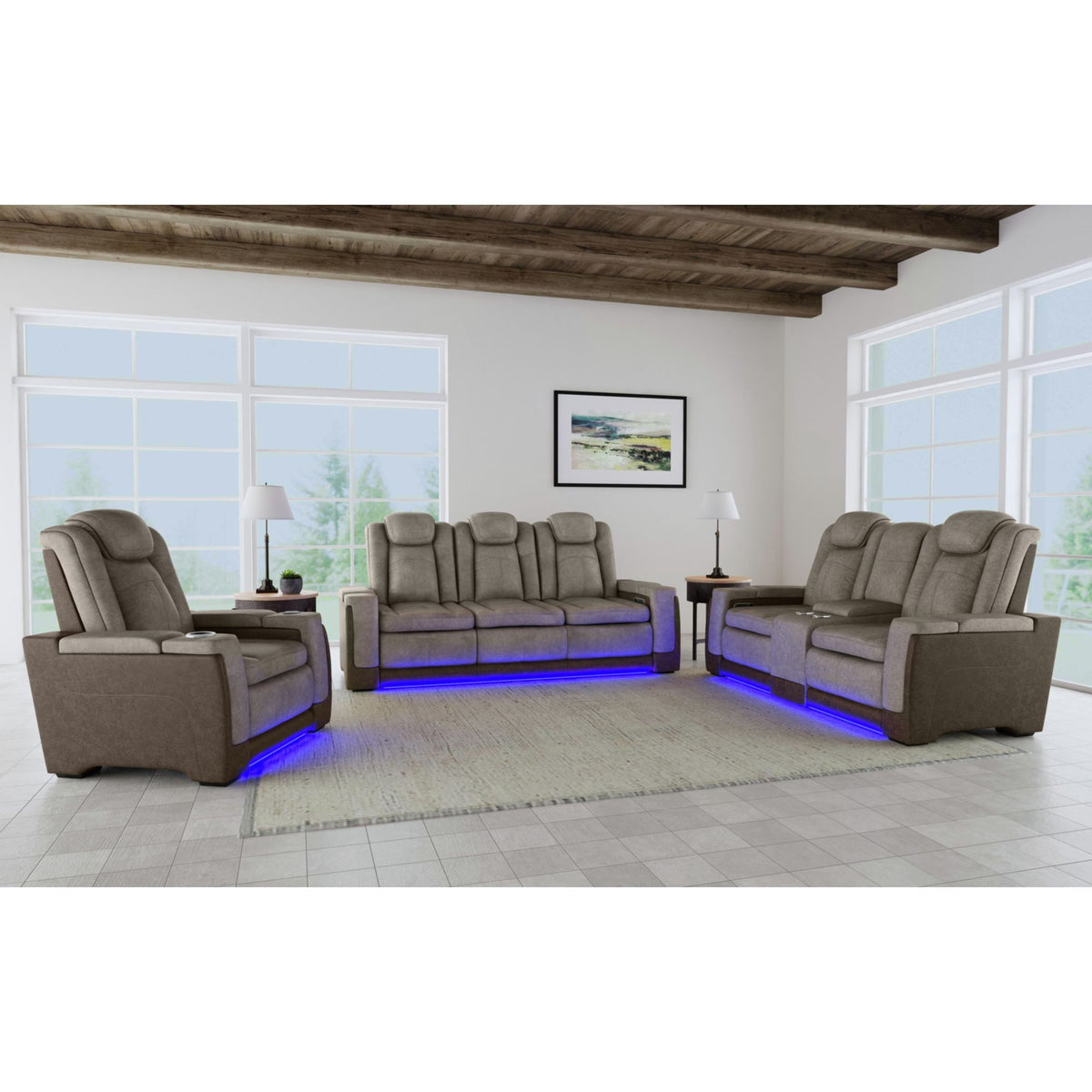 Lantana Power Motion Recliner With Power Headrest, LED , Wireless Charger And Cup Holder in Gray by Elements International, view 16