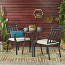 3 Piece Metal Bistro Set With 2 Curved Armrest Chairs - Black