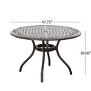 Tranquilius - Outdoor Round Dining Table With Lattice Tabletop, Umbrella Hole And Curved Legs