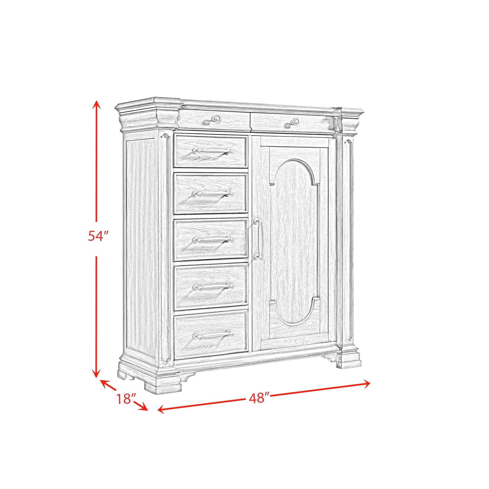 Kings Court - 7-Drawer Door Chest - Gray