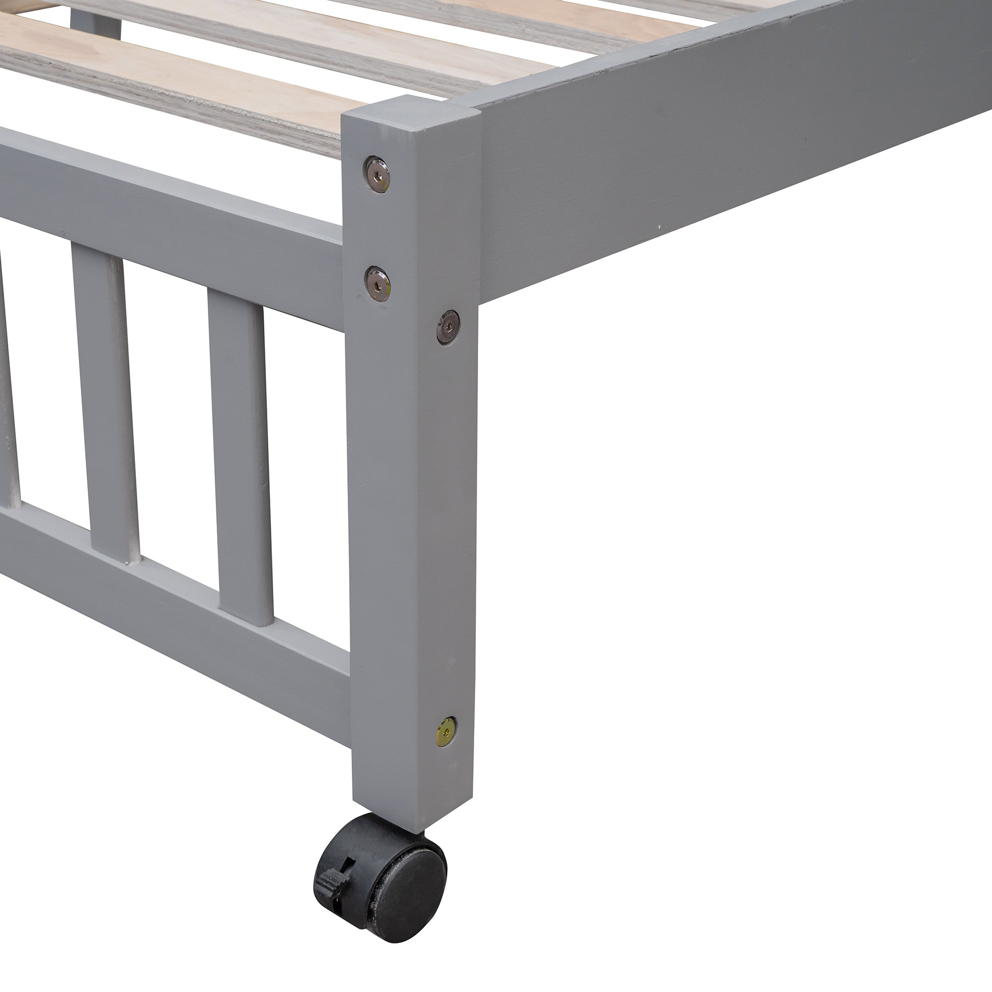 Wooden Twin Over Full Bunk Bed With Six Drawers And Flexible Shelves,Bottom Bed With Wheels,Gray(OLD SKU:LP000531AAE) - Atlantic Fine Furniture Melbourne FL
