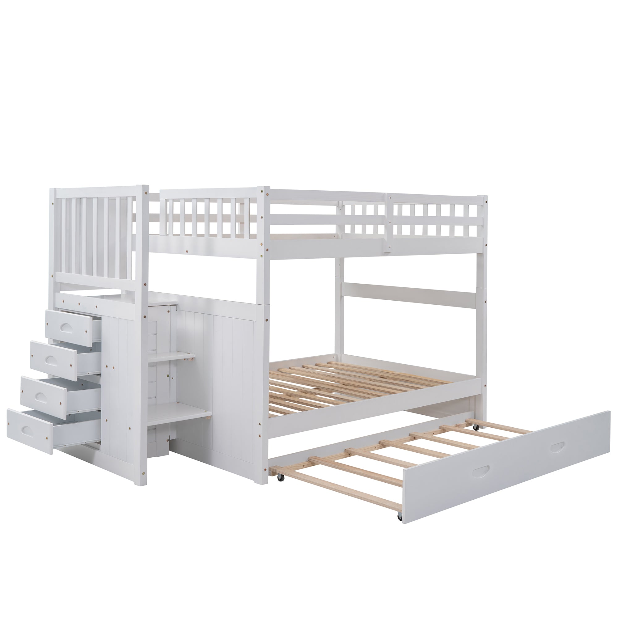 Full over Full Bunk Bed with Twin Size Trundle, White (old sku: LT000026AAK ) - Atlantic Fine Furniture Melbourne FL