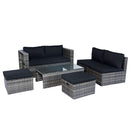 6 Piece Patio Wicker Sectional Set Patio Backyard Conversation Set Space Saving - Gray / Black