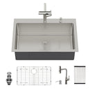 Drop-In Kitchen Sink With Pull-Out Faucet And Soap Dispenser