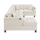 U Shaped Sectional Sofa, Corner Living Room Couch With Built In Cup Holders, Storage, USB Ports