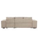 Modern L-Shape 3 Seat Reversible Sectional Couch, Pull Out Sleeper Sofa With Storage Chaise And 2 Stools For Living Room Furniture Set