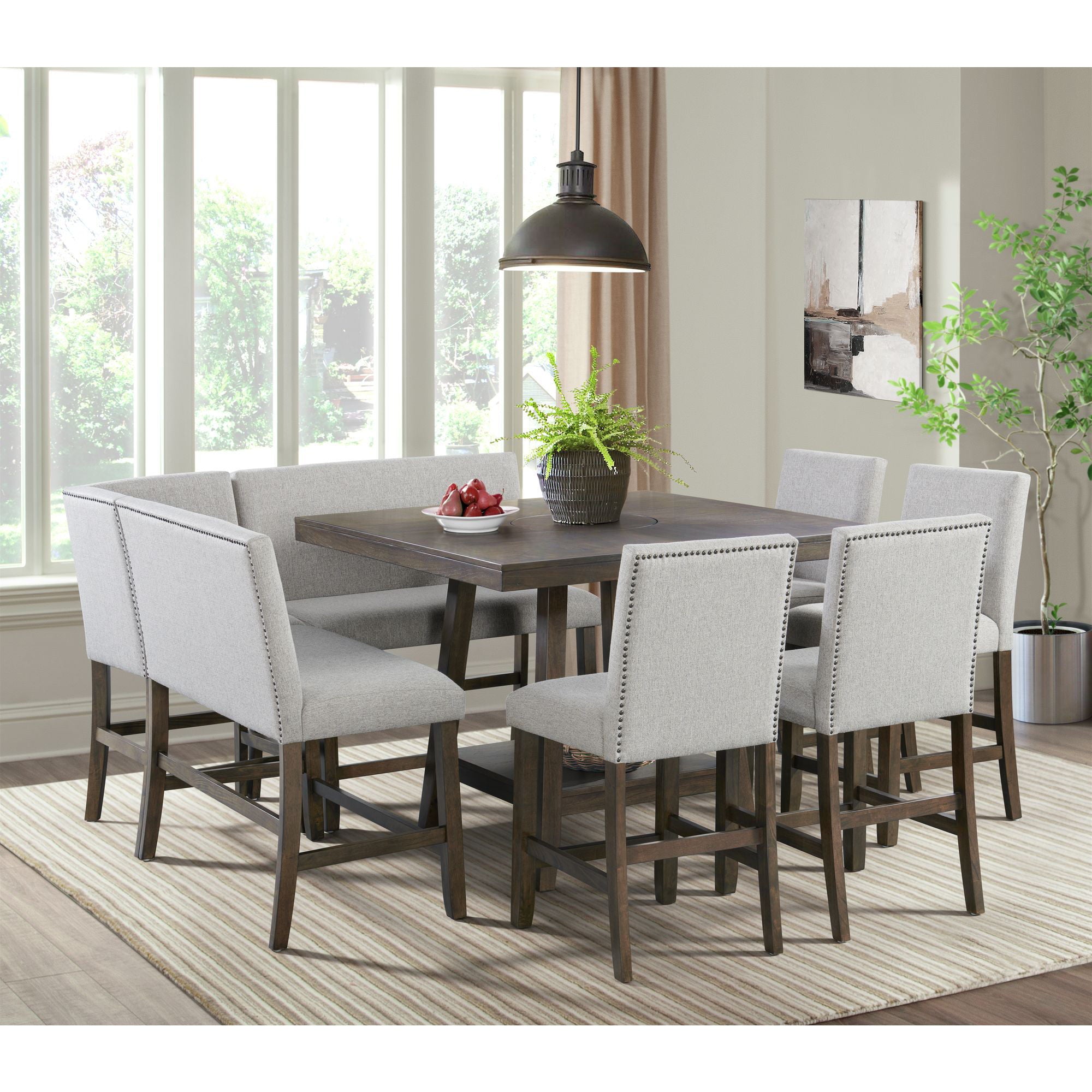 Seneca - Counter 3 Piece Corner Bench - Brown / Gray - Atlantic Fine Furniture Melbourne FL