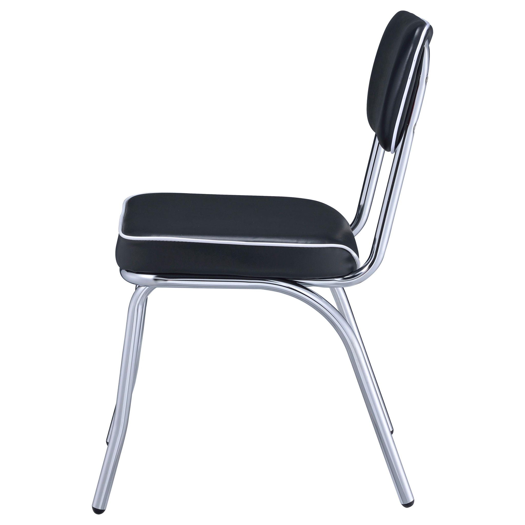 Retro Upholstered Dining Side Chair Black (Set of 2) - Atlantic Fine Furniture Melbourne FL