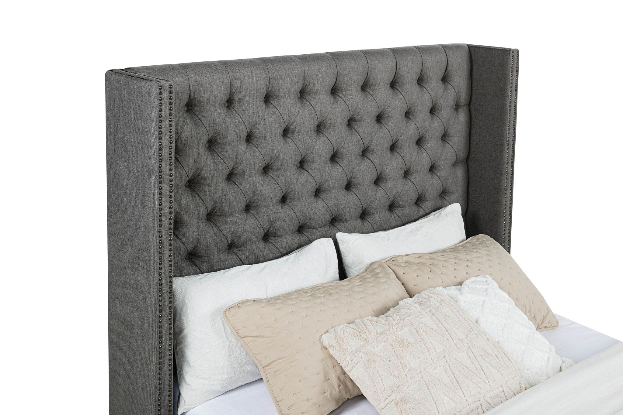 Bancroft Upholstered Full Wingback Bed Grey