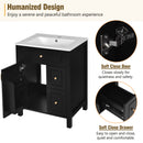 Elegant Bathroom Vanity With Ceramic Sink, Soft Close Doors And Drawers, Double Storage Racks