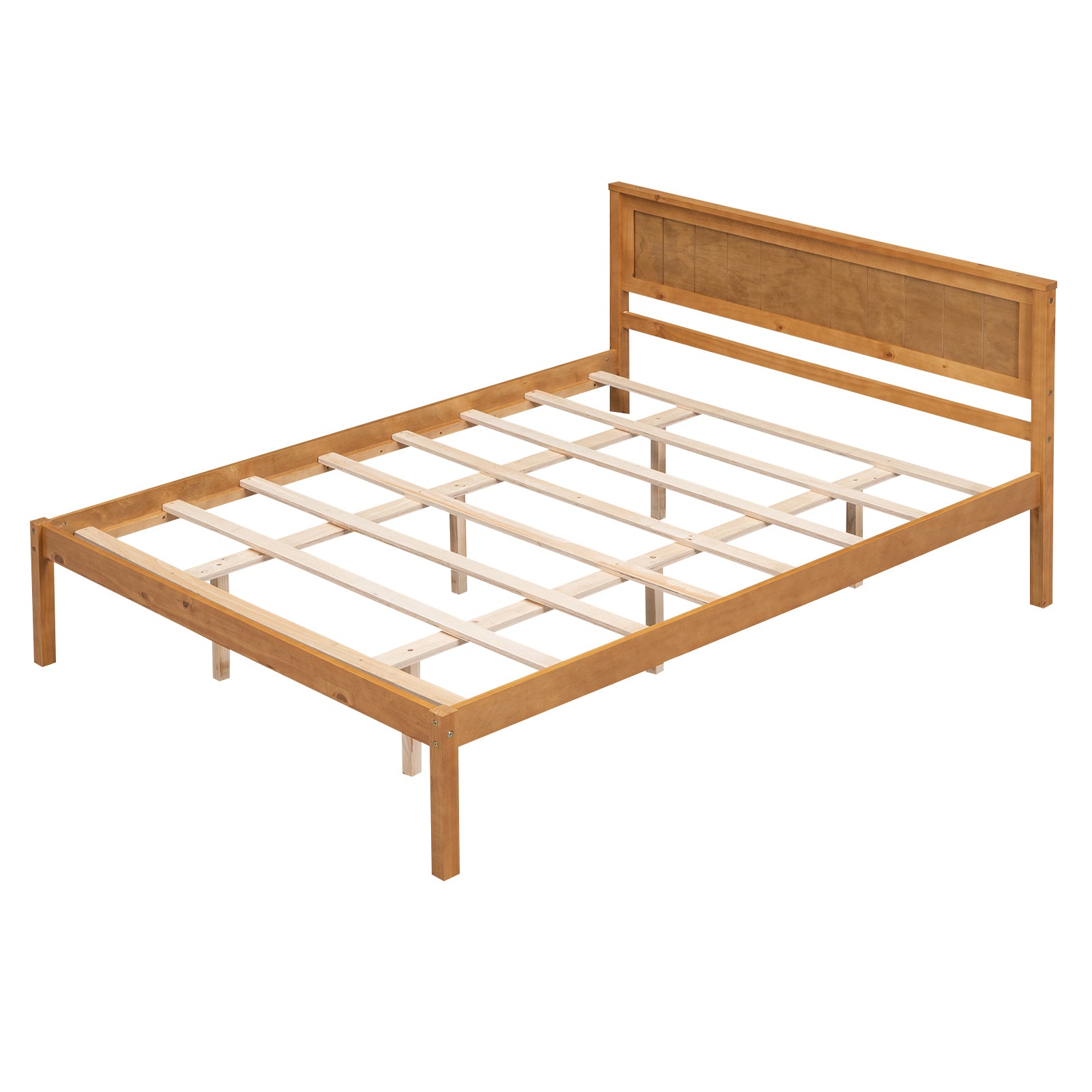 Platform Bed Frame with Headboard, Wood Slat Support, No Box Spring Needed, Queen, Oak - Atlantic Fine Furniture Melbourne FL