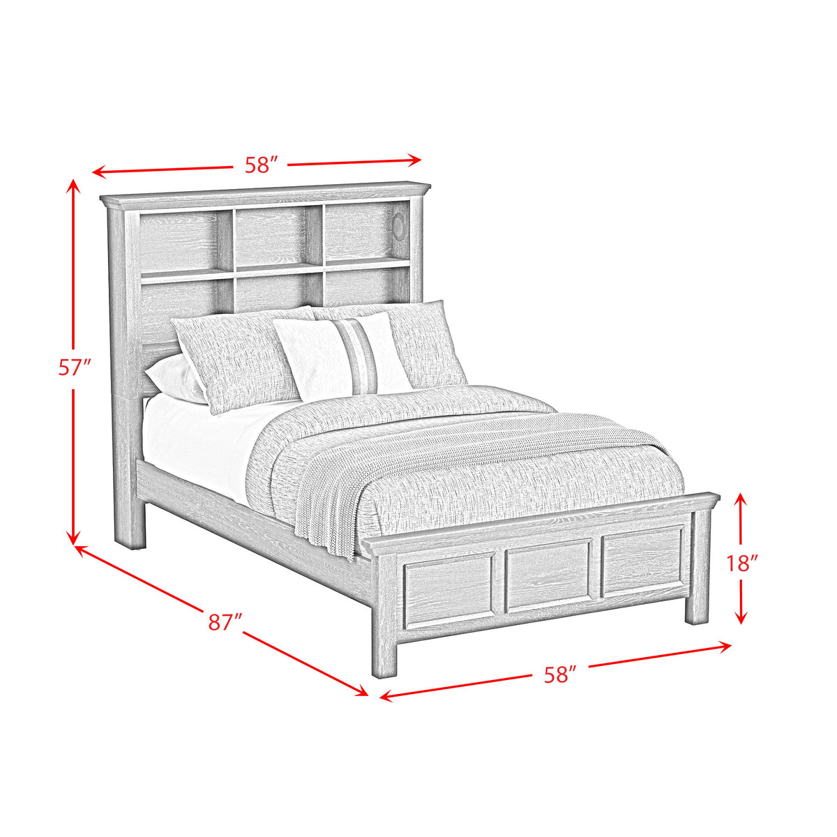 Hampton Kids Bookcase Bedroom Set in Black by Elements International, view 27