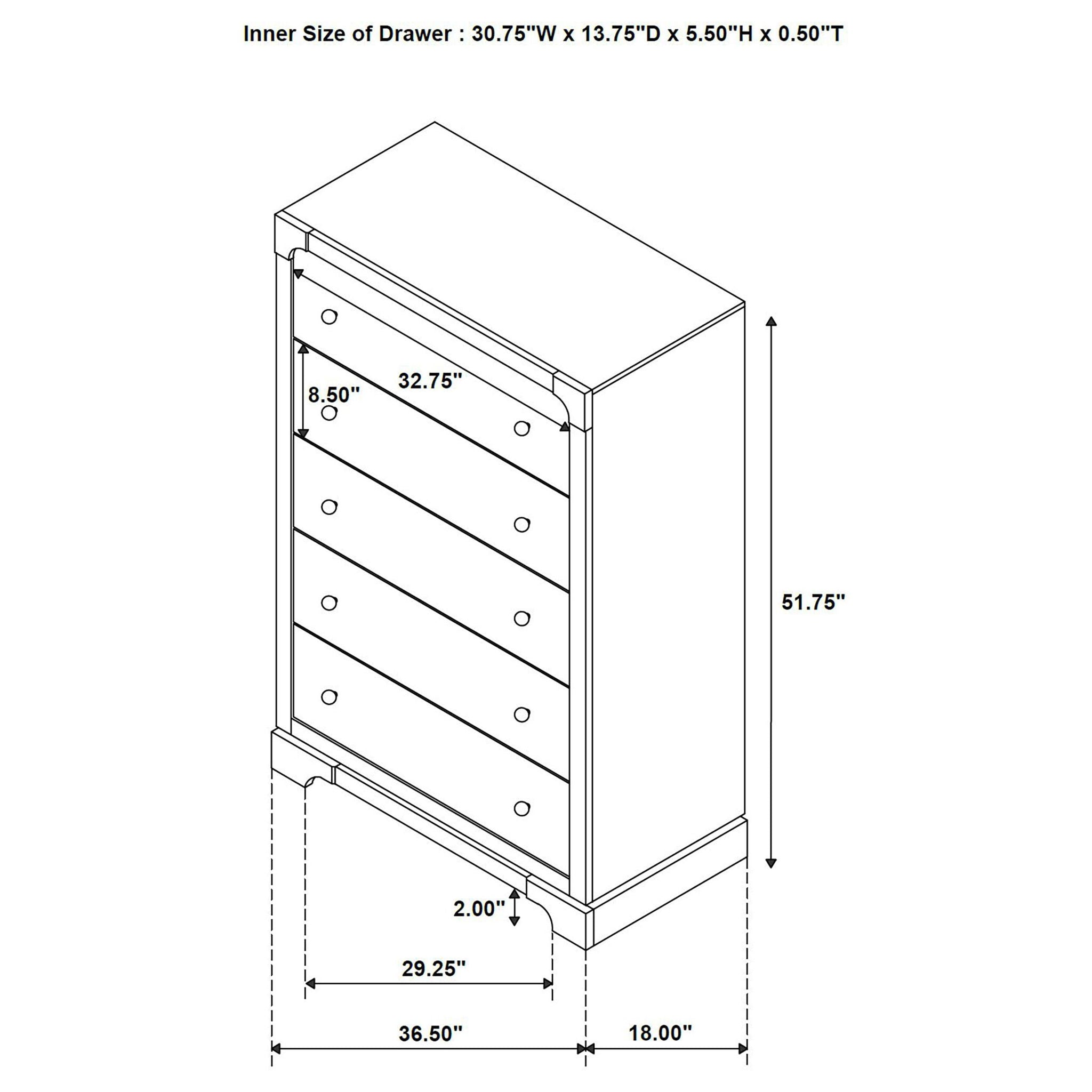 Gran Park 5-drawer Bedroom Chest of Drawers Dark Cocoa