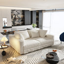 Plush Corduroy 4 Seat Sofa With Soft Pillows And Movable Ottoman