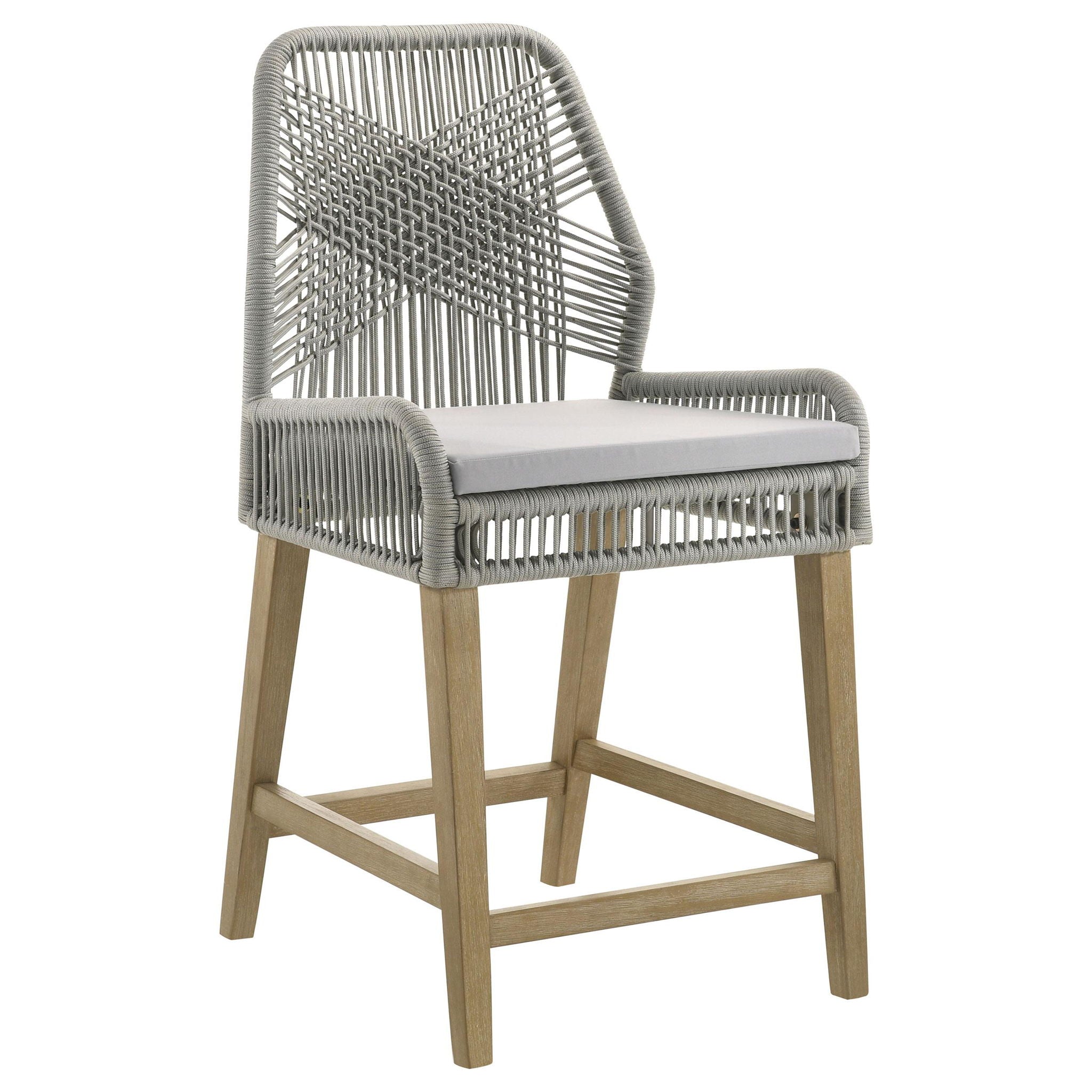 Nakia Woven Rope Counter Chair with Cushion Grey (Set of 2)