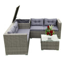 4 Piece Patio Sectional Wicker Rattan Outdoor Furniture Sofa Set With Storage Box