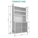 Tall Kitchen Pantry Cabinet With Flip Doors And Pegboard, Anti Tip Steel Storage Hutch