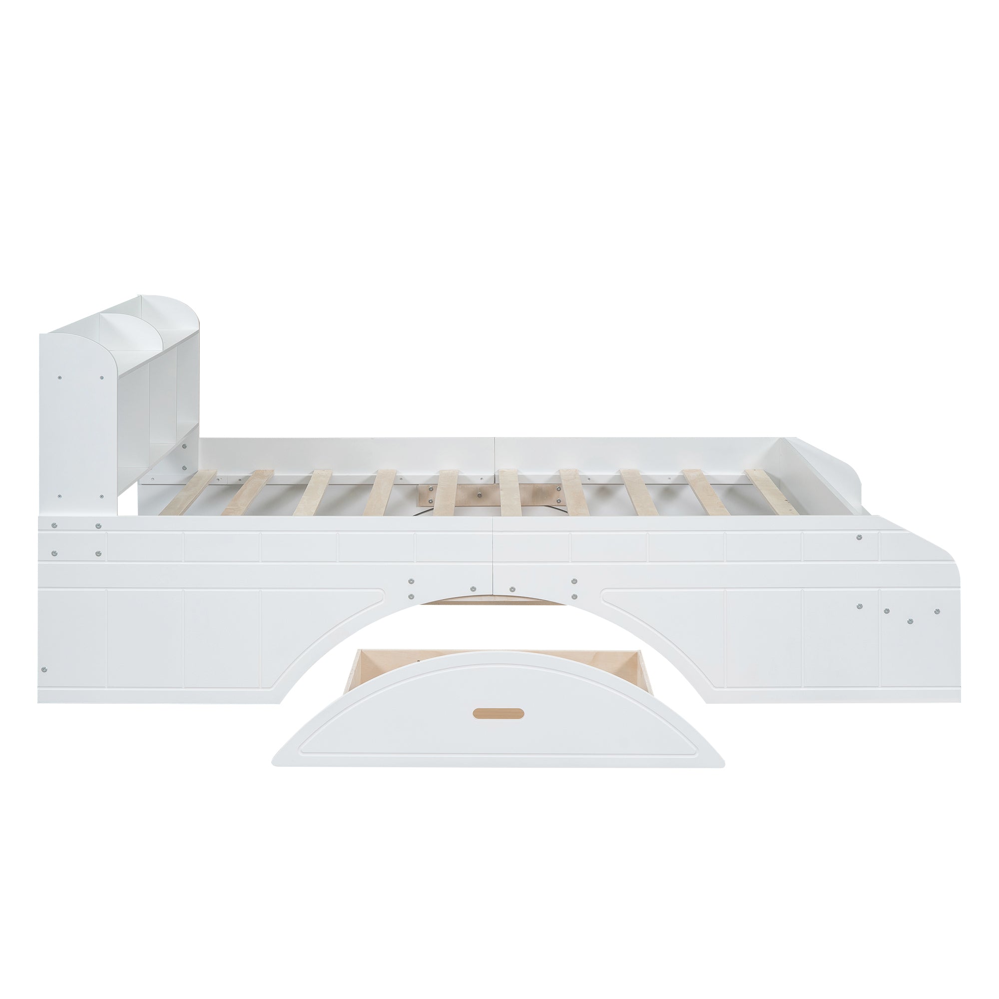 Wood Full Size Platform Bed with 2 Drawers, Storage Headboard and Footboard, White - Atlantic Fine Furniture Melbourne FL