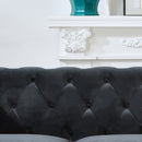 Chesterfield Velvet Upholstery Fabric Loveseat With Roll Armrest And Nailhead